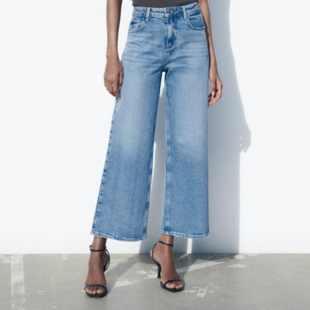 NWOT - Z1975 HIGH-WAISTED CROPPED STRAIGHT JEANS MID-BLUE 0/6164/040/427/32